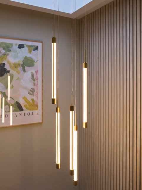 Tube taklampe rondell 5lys 35cm gull, bilde 6 av 10
