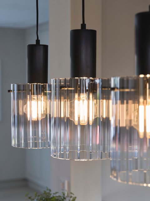 Aura taklampe rekke 3lys 90cm smoke 4
