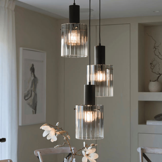 Aura taklampe rondell 3lys 38cm smoke 2