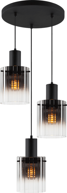 Aura taklampe rondell 3lys 38cm smoke 4