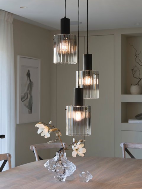 Aura taklampe rondell 3lys 38cm smoke 3
