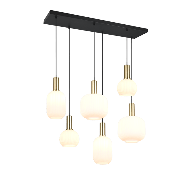Diva taklampe rektangel 6lys 92cm messing, bilde 3 av 4