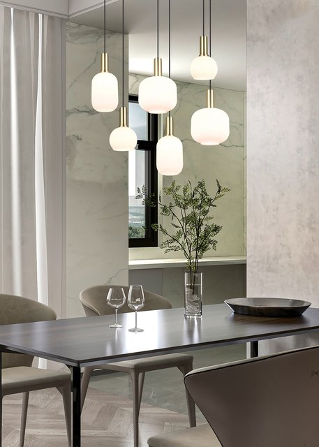 Diva taklampe rektangel 6lys 92cm messing, bilde 2 av 4