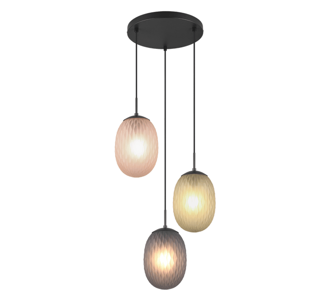 Facette taklampe rondell 3lys 43cm flerfarget 3