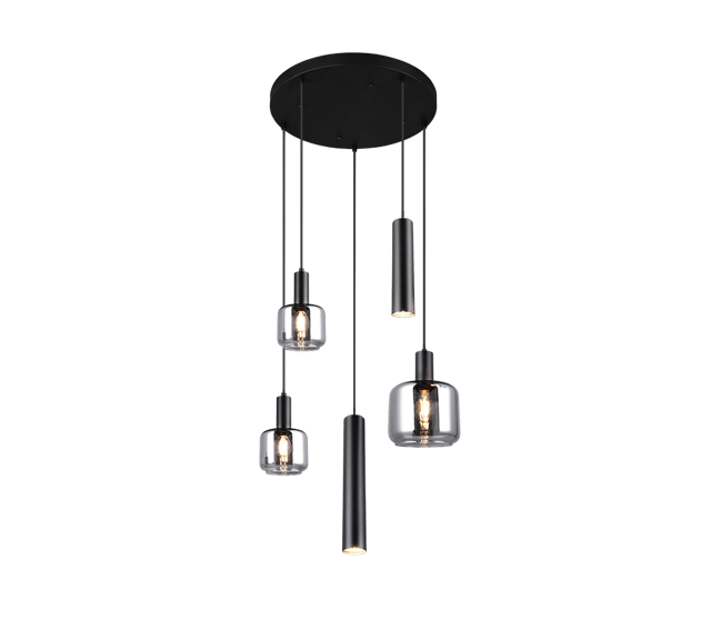Mataro taklampe rondell 5lys 40cm smoke 1
