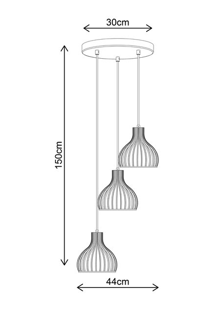 Daniella taklampe rondell 3lys 30cm natur, bilde 9 av 9