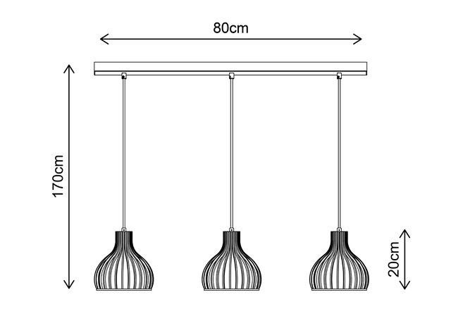 Daniella taklampe rekke 3lys 80cm natur, bilde 9 av 9
