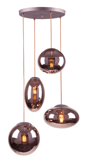 Leana taklampe rondell 4lys 60cm brun 3