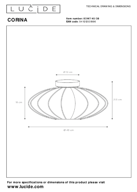 Corina Flush plafond taklampe 40cm beige 3