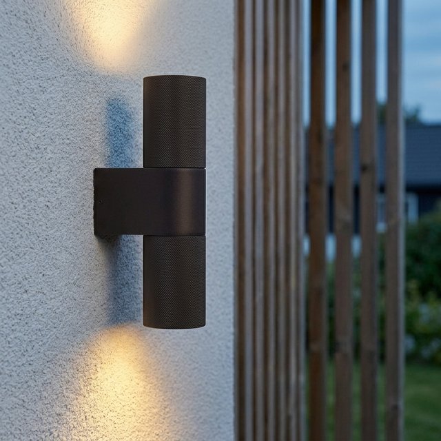 Lucas utelampe vegg 2lys IP54 23cm brun 1
