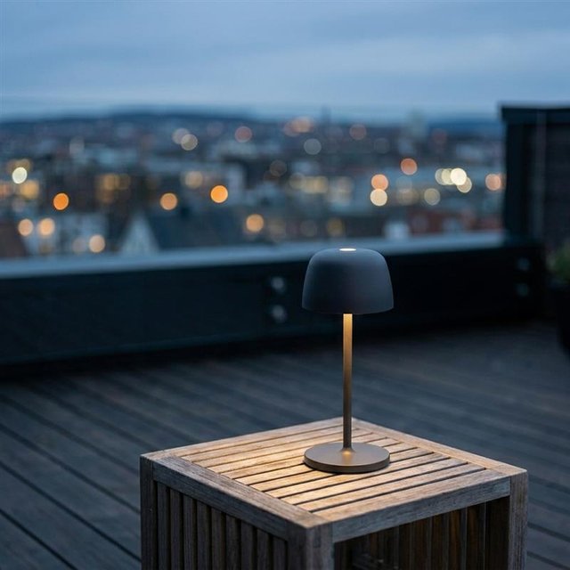 Mars LED oppladbar utelampe bord IP65 28cm grå 1