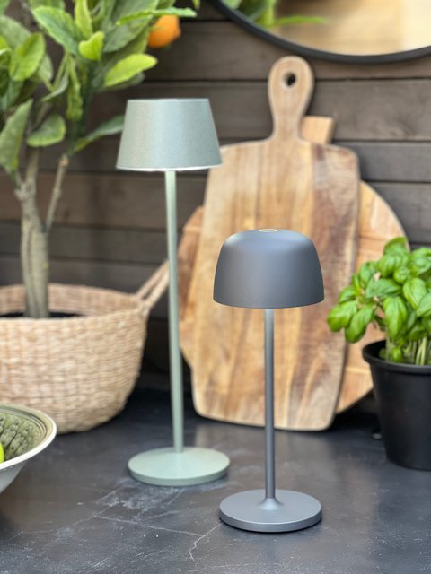 Mars LED oppladbar utelampe bord IP65 28cm grå 3