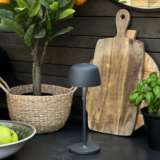 Mars LED oppladbar utelampe bord IP65 28cm grå 2