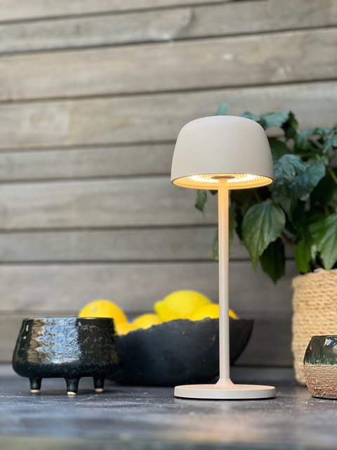 Mars LED oppladbar utelampe bord IP65 28cm beige 4