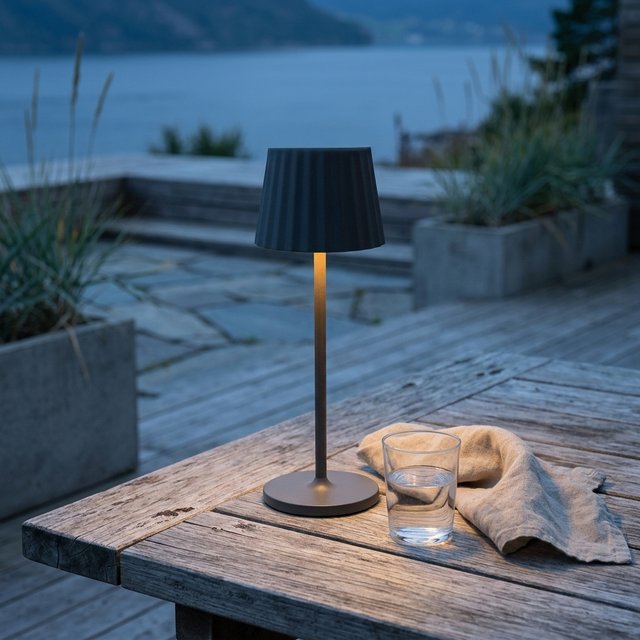 Juli LED oppladbar utelampe bord IP65 29cm grå 1