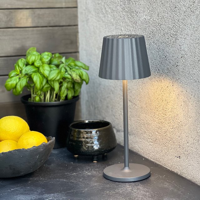 Juli LED oppladbar utelampe bord IP65 29cm grå 3