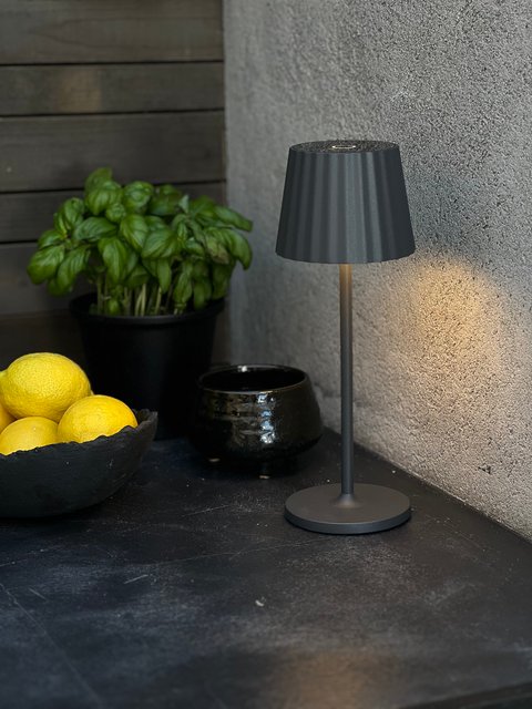 Juli LED oppladbar utelampe bord IP65 29cm grå 4