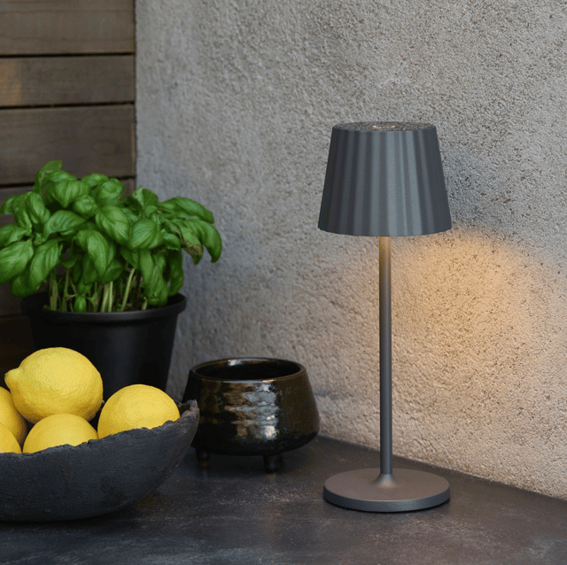 Juli LED oppladbar utelampe bord IP65 29cm grå 2