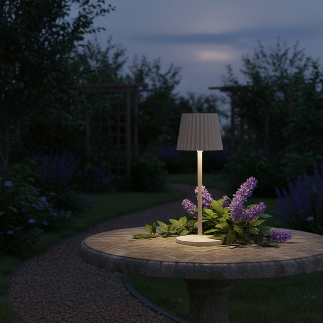 Stella Garden LED oppladbar utelampe bord IP65 38cm beige 1