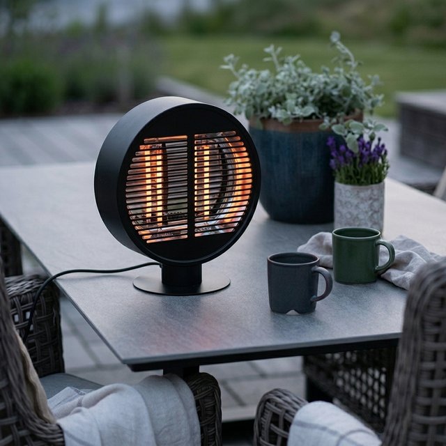 Terrassevarmer rund 1000W IP54 40cm sort 1
