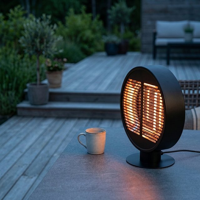 Terrassevarmer rund 1000W IP54 40cm sort 2