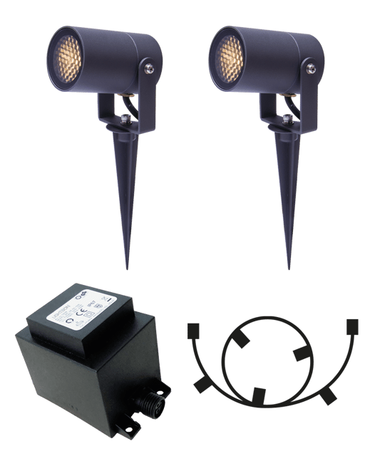 Luna LED utelampe spot startpakke IP65 2pk. grå, bilde 2 av 10