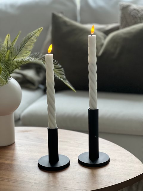 Lun tvinnet kronelys LED 2pk. hvit 3