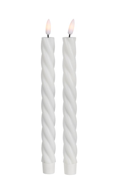 Lun tvinnet kronelys LED 2pk. hvit 4