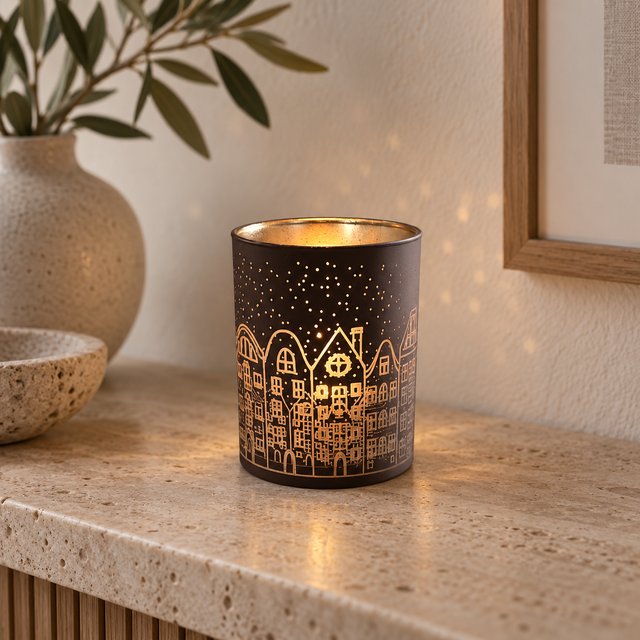 Lysbyen lykt Medium 12,5cm brun 1
