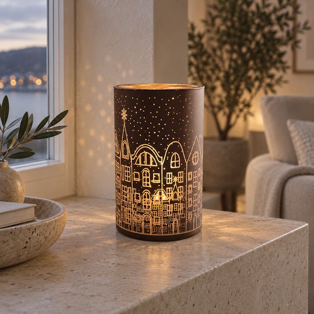 Lysbyen lykt Large 18cm brun 1