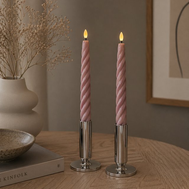 LED Twist kronelys 2pk. rosa 1