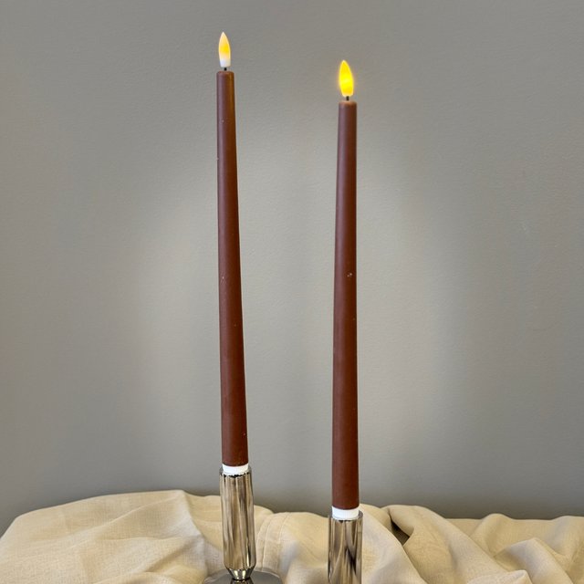 LED Kronelys Long 2pk. brun 2