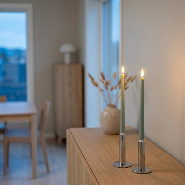 LED Kronelys Long 2pk. grønn 1