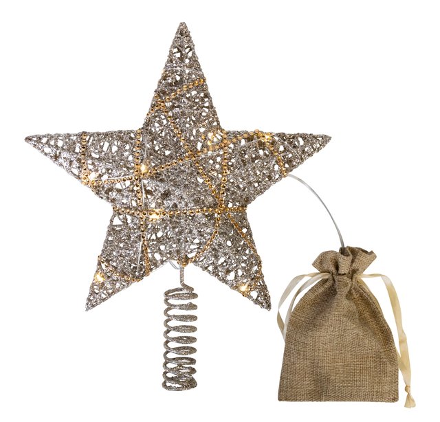 Toppstjerne Champagne til juletre 25cm, bilde 2 av 3