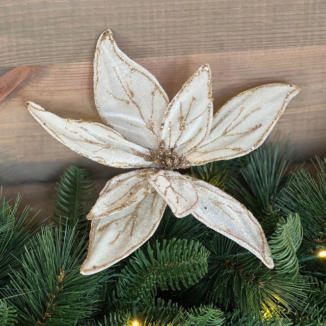 Dekorblomst til juletre 25cm hvit 1