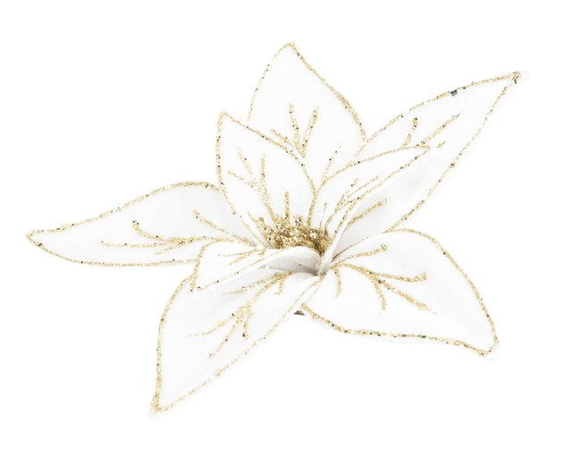 Dekorblomst til juletre 25cm hvit 3