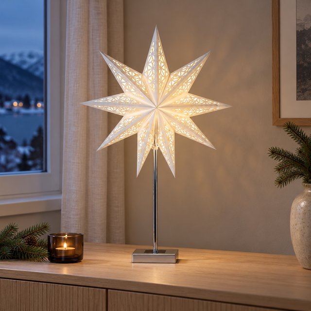 Star stjerne med fot 45cm hvit, bilde 1 av 2