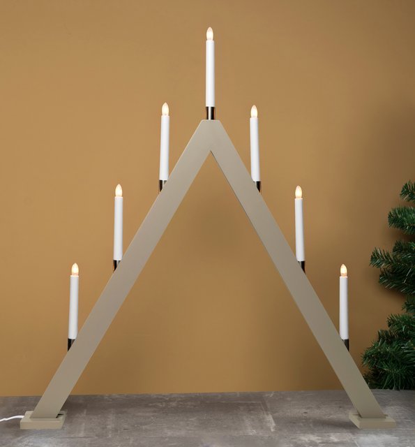Adventsstake i treverk 7lys 80cm beige, bilde 3 av 4