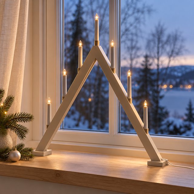 Adventsstake i treverk 7lys 80cm beige, bilde 1 av 4