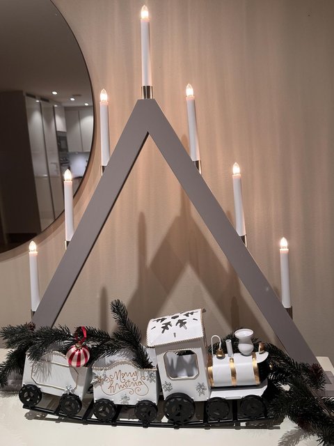 Adventsstake i treverk 7lys 80cm beige, bilde 2 av 4