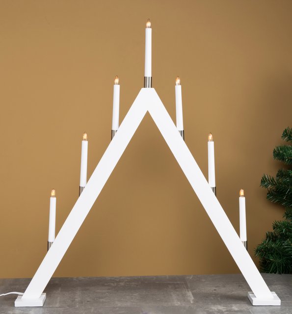 Adventsstake i treverk 7lys 80cm hvit, bilde 3 av 5