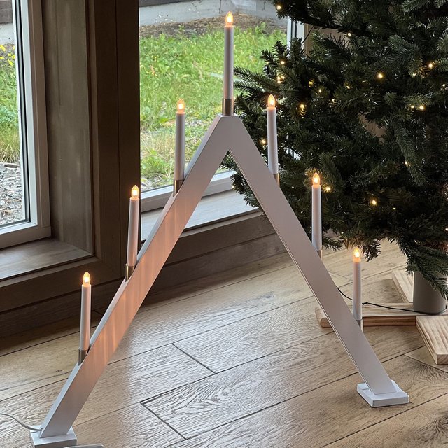 Adventsstake i treverk 7lys 80cm hvit, bilde 2 av 5