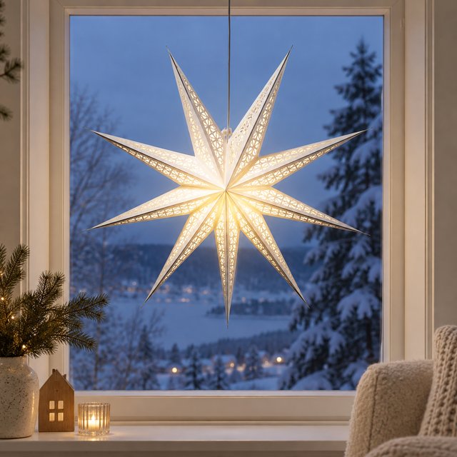 Open adventsstjerne 60cm hvit, bilde 1 av 2