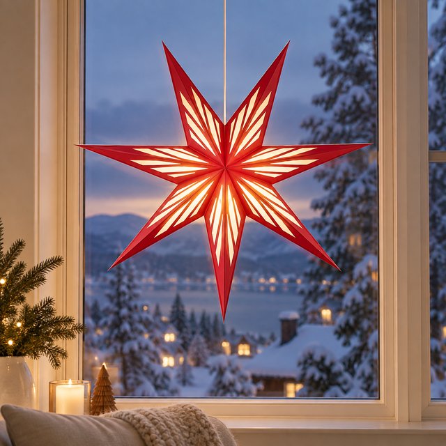Sparkle adventsstjerner 70cm rød, bilde 1 av 6