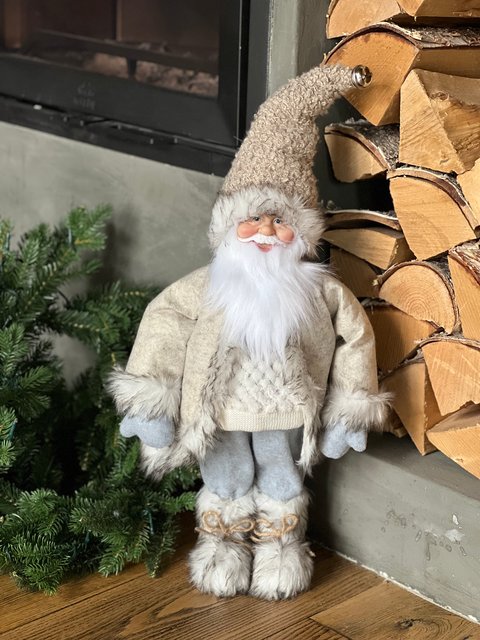 Nisse med pels 60cm grå, bilde 3 av 3