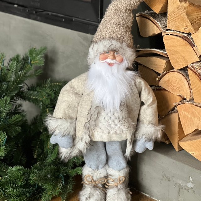 Nisse med pels 60cm grå, bilde 1 av 3