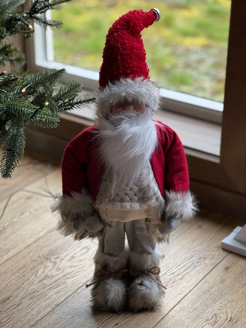 Nisse med pels 60cm rød, bilde 3 av 4