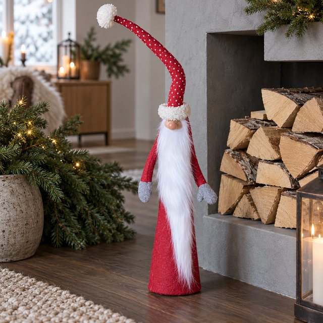 Nisse med prikkete lue 58cm rød, bilde 1 av 5