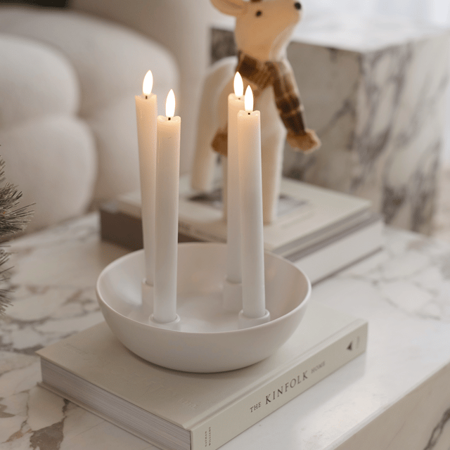 Adventsstake i skål hvit 1