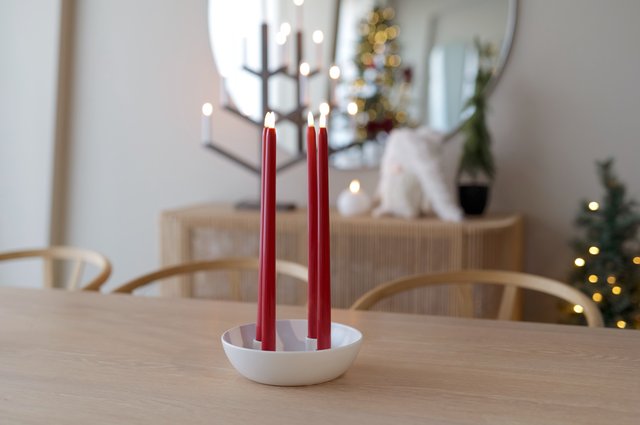 Adventsstake i skål hvit 3